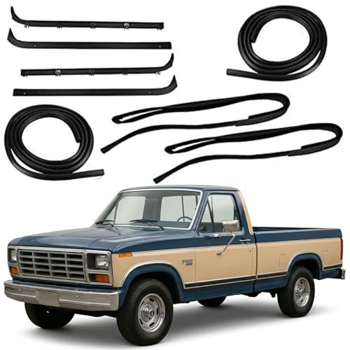 iiLentes Door & Window Weatherstrip Run Channel Sweep Felt Front Seal Kit for 1980-1986 Ford Pickup Truck Bronco F100 F150 F250 F350