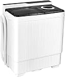 DORTALA Portable Washing Machine, 26lbs Twin Tub Washer and Spin Dryer, Apartment Laundry Semi-Automatic Washer for Dorm and RV’s, White & Gray