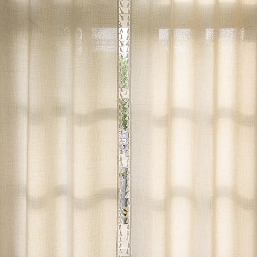 Setabeck Boho Curtains 2 Panels 84 inches Length for Bedroom, Rich Textured Linen Semi Blackout French Farmhouse Country Window Treatment Tassels,52" W x 84" L, Ivory by Setabeck - Image 9