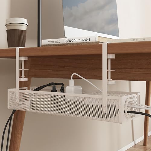 Kabel-Management-Tablett unter dem Schreibtisch – Kabel-Management-Organizer, Kabelmanagement unter dem Schreibtisch (White)
