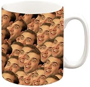 Nicolas Cage Face All Over Meme Mug, Funny Mugs, Coffee Mug, Tea Mug, Gift Mugs