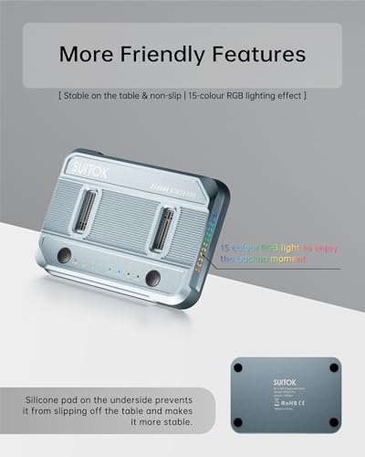 Duplicador SUITOK M.2 NVMe SSD con estación dual USB-C miniatura 7