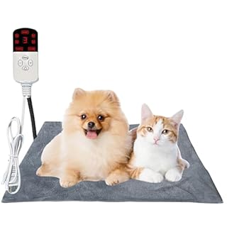 SKIKHN Tappetino Riscaldante per Cani e Gatti, 45x70CM Tappetino Riscaldante per Animali Domestici, Tappetini Riscaldanti per Cani Gatti, TappetoRiscaldante Cane, 9 Livelli di Temperatura, Antimorso