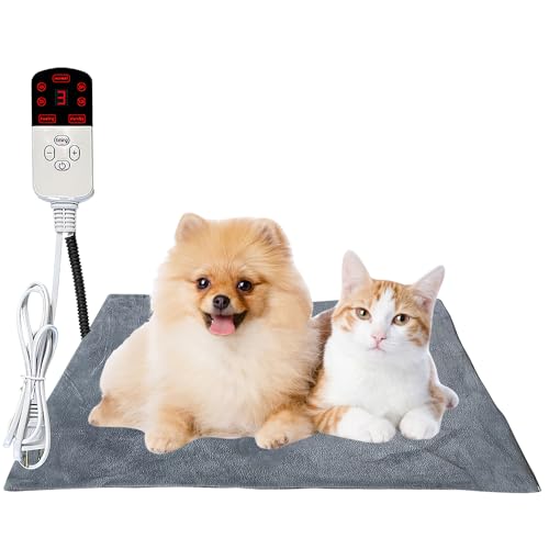 SKIKHN Tappetino Riscaldante per Cani e Gatti, 45x70CM Tappetino Riscaldante per Animali Domestici, Tappetini Riscaldanti per Cani Gatti, TappetoRiscaldante Cane, 9 Livelli di Temperatura, Antimorso