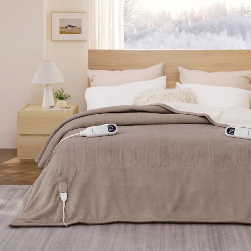 Bedsure Heated Blanket King Size, Dual Control Electric Blanket, Taupe by Bedsure - Used condition - Image 9