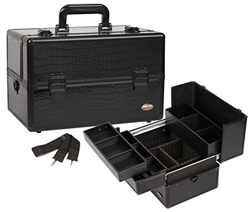 Seya Professional Makeup Case w/ 3 Trays - Black Gator