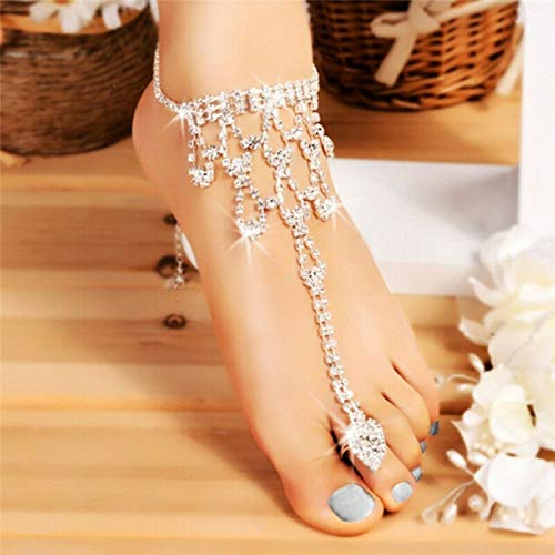 MEEDEE New Crystal Barefoot Sandals Beach Chain Anklet Wedding Foot Anklet Women