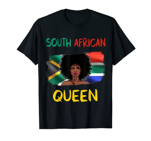 South African Queen South Africa Flag African Girl Pride T-Shirt