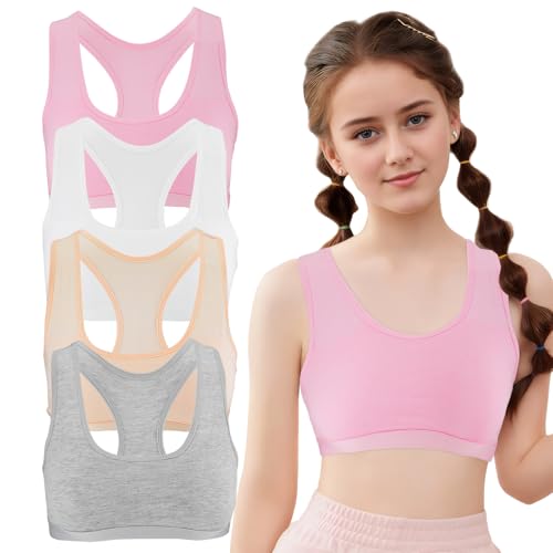 YUFFQOPC 4er Bustier Mädchen Sport BHS Teens Unterwäsche -...