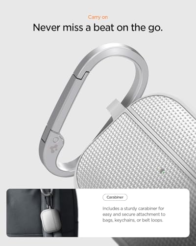 Image of Spigen for AirPods Pro 3 Case, Classic Fit Compatible with AirPods Pro 3rd Generation Case (2025), Premium Fabric Cover with Carabiner - Heather Gray
