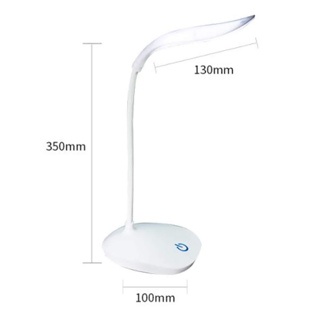 Lixada Lámpara de Escritorio LED Recargable Carga y Enchufe USB portátil Lámpara de Lectura de Manguera Flexible Niños Luz Suave Lámpara de Mesa de Control táctil para cuidar los Ojos