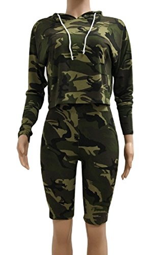 Sorrica Women's Sexy 2 Piece Jumpsuit Sportswear Camo Hoody Pants Set Tracksuit (Xl, Camo) #TOP3