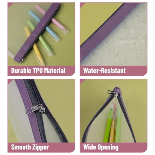 Image of Mr. Pen- Clear Pencil Pouch, 9 inch x 6.88 inch, 3 Pack, Durable TPU Material | Large Water-Resistant Pencil Bags with Smooth Zipper, Multipurpose Clear Pouch for Stationery, School, Office