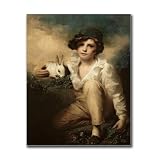 TGRNFHKPYY Poster Wall Art Picture Boy with Rabbit Vintage Boy Portrait Modern Home and Bedroom Decoration 12x18inch