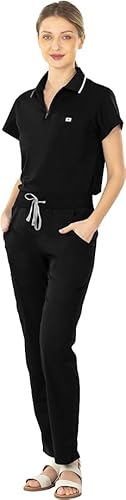 Reinwaete Scrubs for Women Set—Stretch Medical Uniform Scrubs—Zipper Stand Collar