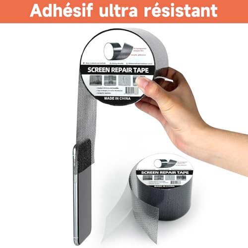 MLEJU Réparation Moustiquaire 10 cm x 6 m, Ruban Adhésif de Réparation pour Moustiquaire,Ruban Réparation Moustiquaire Fenêtre Fibre de Verre, Moustiquaire Fenêtre Adhésif Fort & Sans Outil (noir) – vue 5