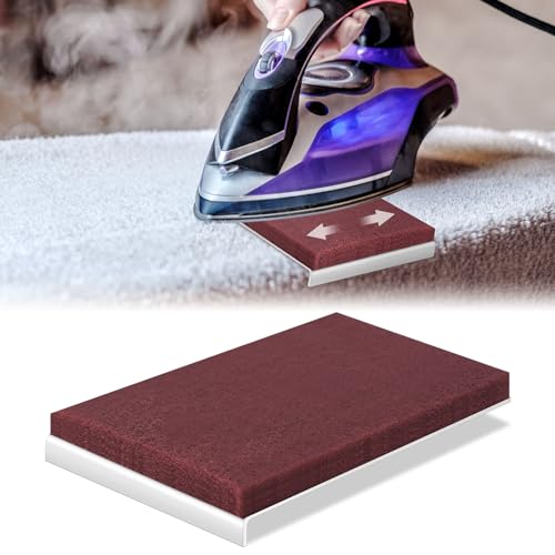 Treela 5.3" x 7.7" Iron Soleplate Cleaner Pad with Stainless Steel Base, Non-Scratch Iron Cleaner for Removing Burnt Residue & Stains, Restore Smooth Glide, Easy to Use for Steam & Dry Irons