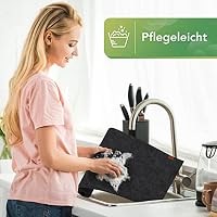 Sidorenko moderner Tischläufer aus Filz anthrazit - 100x30cm - Abwaschbare Tischdecke mit Leder Label - Skandinavischer Tischband Deko - Tisch Filzläufer für draußen - grau – Ansicht 5