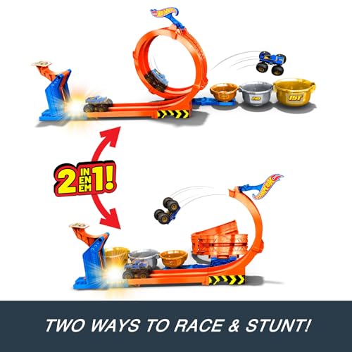 Hot Wheels Monster Trucks Toy Truck & Track Set, Loop-And-Flip Trophy Challenge Playset & 1:64 Scale 50th Anniversary Die-Cast Bigfoot, 2 Ways to Play, JBX64 - Image 3