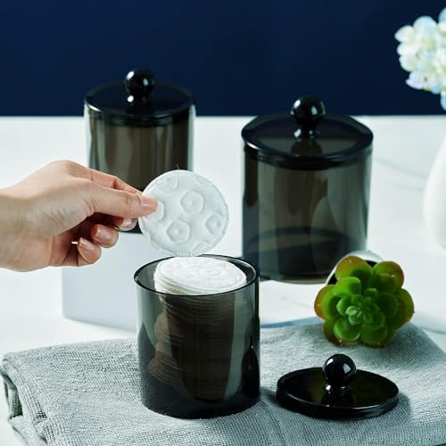 image for SheeChung 6 Pack Qtip Holder,Black Qtip Dispenser Apothecary Jars with