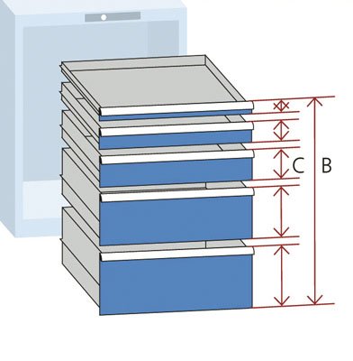 Drawer, usable size 918 x 459 mm, 54 x 27E, front height 250 mm, usable height 229 mm, RAL 7035 light grey, support