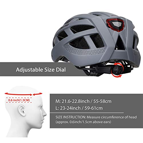 Adult-Men-Women Bike Helmet with Light - Mountain Road Bicycle Helmet with Replacement Pads & Detachable Visor