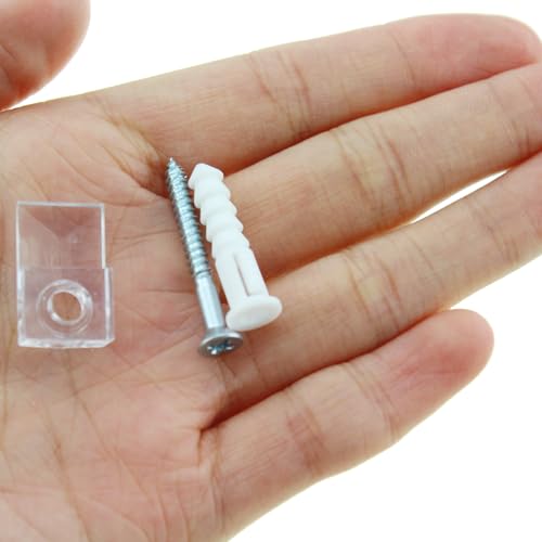 Image of TAODAN 25PCS 21mm Mirror Fixing Clip with Screws Transparent Plastic Mirror Clip Glass Fixing Clip Mirror Holder Clip Kit for Hanging Picture Frame Photographs Painting