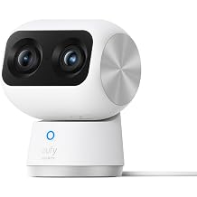 eufy s350 indoor security cam dual cameras 4k uhd resolution surveillance camera with 8   zoom and 360   ptz human / animal ai ideal for baby monitor / pet camera / home surveillance dual band wi-fi 6