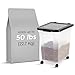 IRIS USA Airtight Dog Food Storage Container, WeatherPro, Up to 50 lbs, Removable Wheels, for Dog Cat Bird and Other Pet Food Storage Bin, Keep Fresh, Translucent Body, Made in USA, Clear/Black
