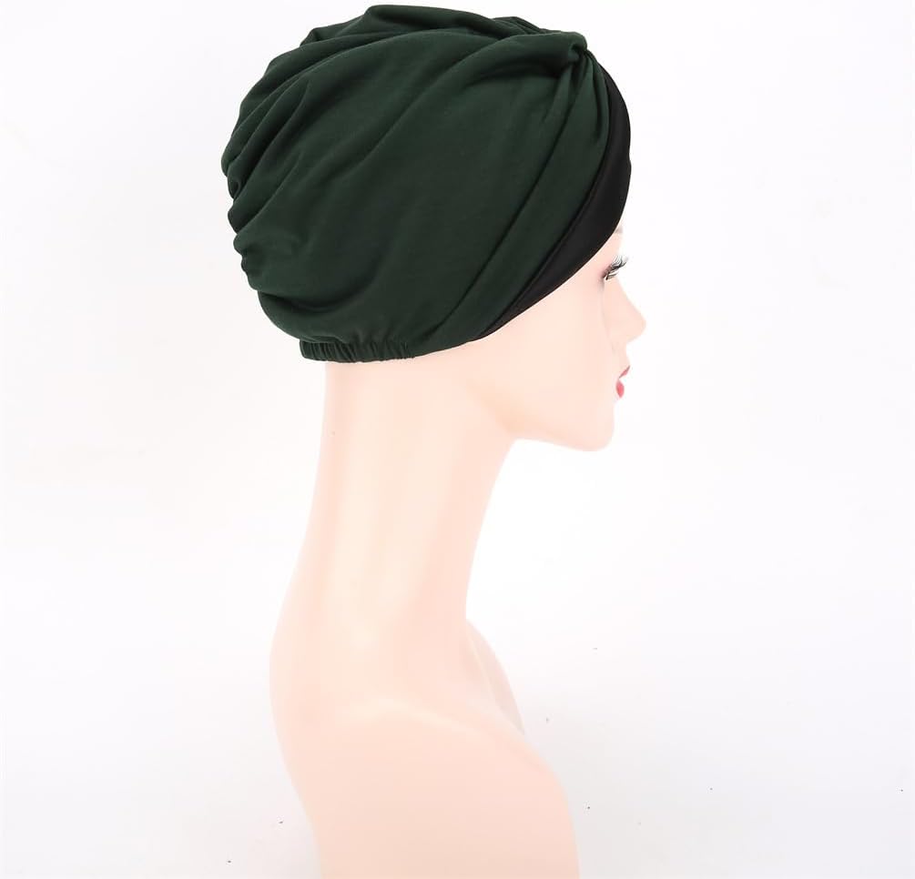 YYAOJHAO Turbans for Women Satin Lined Pre Tied Knot Plated Headwrap Sleep Hat Chemo Beanies Headwear Caps - Image 5
