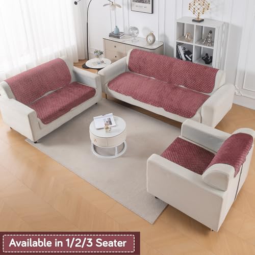 Image of HOKIPO Quilted Sofa Cover for 1 Seater for Seat & Back, 'Quilt Classic' Pink (IN-925-ONION*2)