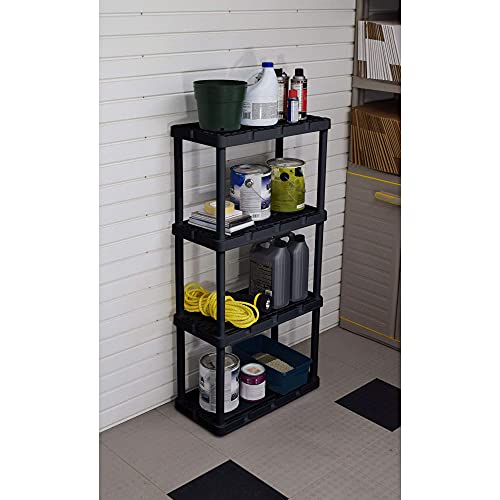 Gracious Living 4 Shelf Knect-A-Shelf Ventilated Light Duty Storage Unit 12 x 24 x 48 Organizer for Home, Garage, Basement & Laundry, Black