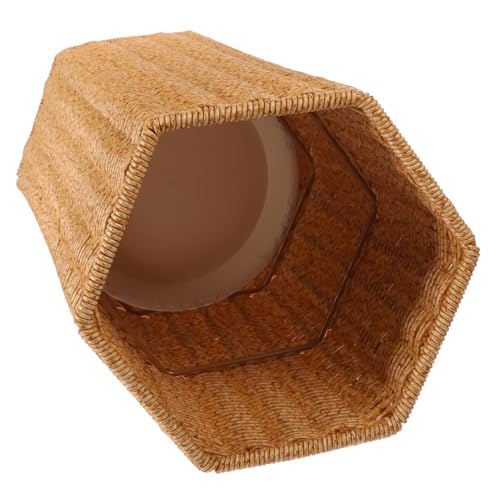 HOOTNEE Paragüero De Plástico Diseño Hexagonal y Ratán Artificial, Soporte Para Guardar Varios Paraguas y Esterillas De Yoga, Adecuado Para Entradas De Oficinas y Residencias