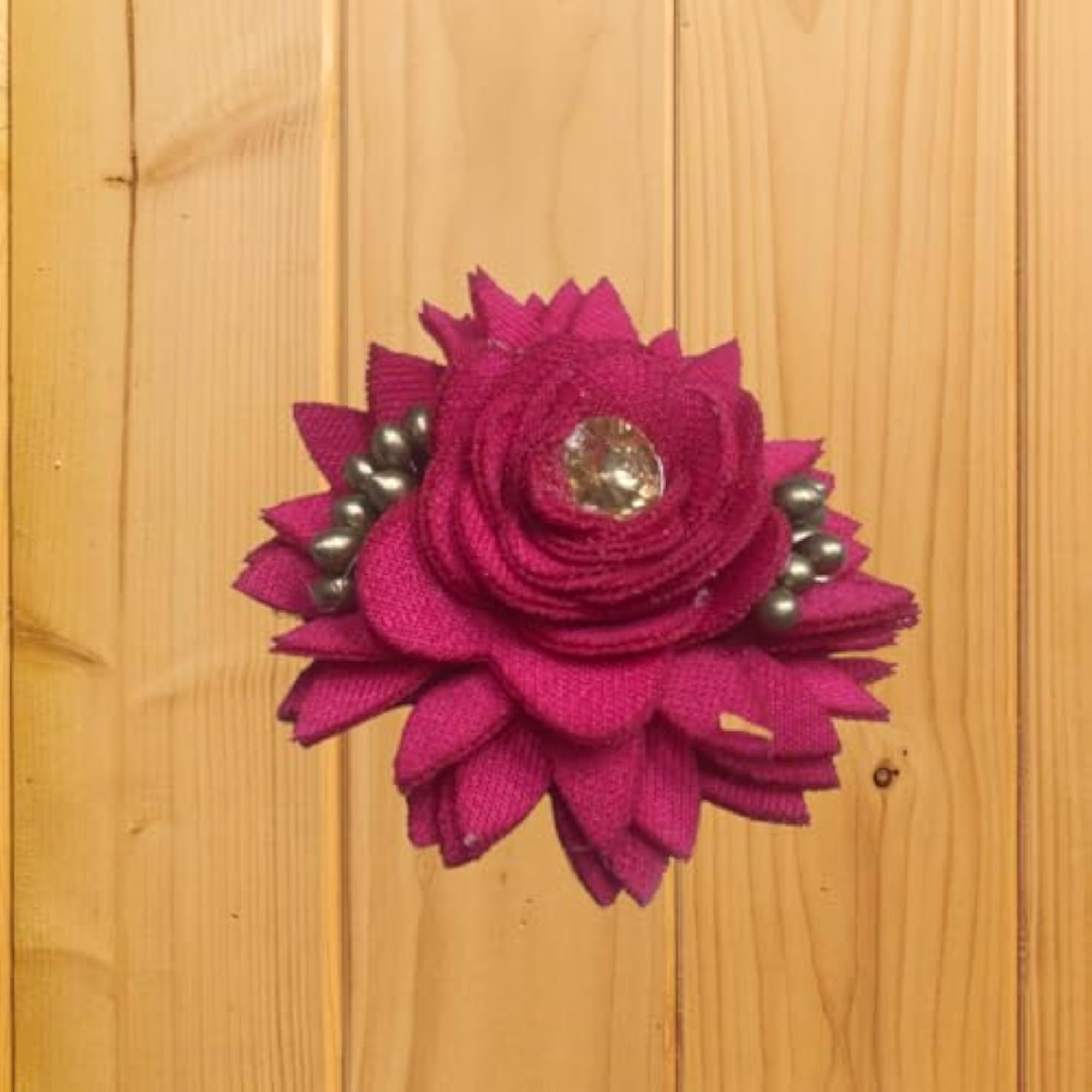 Artificial Netted Fabric Rose Flowers with Buds, Dark Pink, 12 pcs