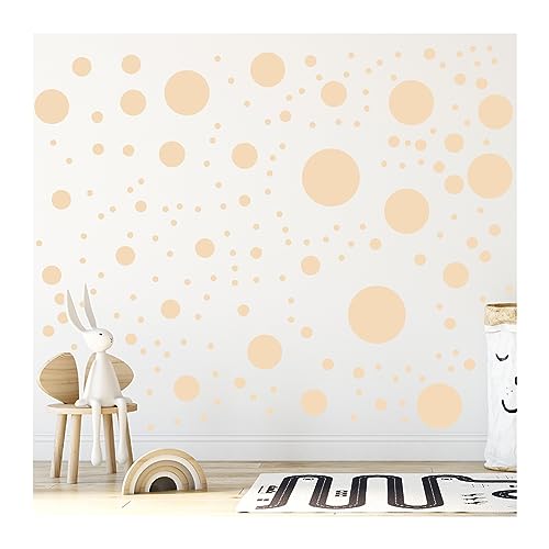 StickerDeen 500+ Assorted Polka Dot Circle Wall Stickers for Kids Bedroom Living Room, Classroom, Playroom Decor Removable Vinyl Wall Stickers Dots Wall Decals (Cream)