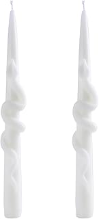 2pcs Scented Soy Wax 10 - inch Snake Taper Candles | Smokeless & Long - Burning | Elegant Decor for Weddings, Home & Dinner Parties (White)