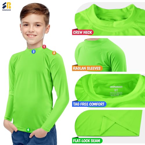 Boys Rash Guard Long Sleeve UPF 50+ Sun Protection Swim Shirt Rashguard SPF Surf Quick Dry Cool Beach Clothes for Toddler Babies Infant Kids Neon Green 18-24M4