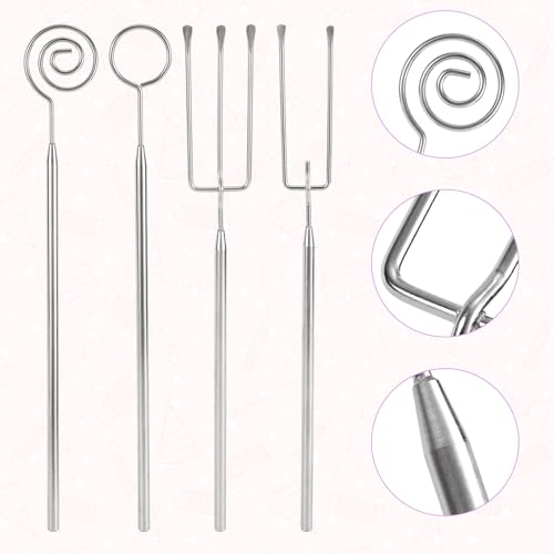 4pcs Chocolate Dipping Tools, Stainless Steel Candy Dipping Fork Spoon Set Fondue Forks Baking Supplies Accessories Suitable for Candy Making Truffles Cake Decorating - Thumbnail 3
