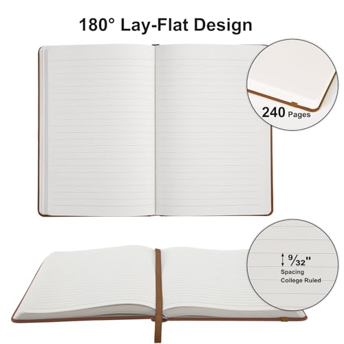 Comix Notizbücher, liniert, 240 Seiten, 14 x 21,1 cm, A5, mittelgroß, Hardcover, klassische College-Notizbücher zum Schreiben, Braun