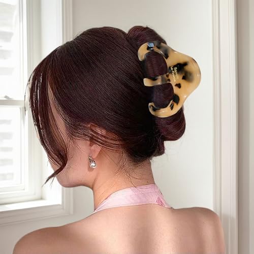 Acetate Shark Hair Clips - Durable Tortoise Shell and Leopard Print Claw Clips for Women, Strong Grip Non-Slip Hair Accessories
