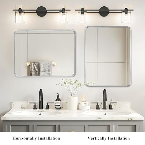 Fabuday Silver Bathroom Mirror - 30x36 Inch Over Sink Wall Mirrors for Bathroom, Rectangle Vanity Mirror for Bedroom, Living Room, Entryway, Horizontal or Vertical Hanging by Fabuday - Used condition - Image 5