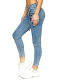 BOLF Damen Jeanshose Jeans Used Look Jeanspants Destroyed Denim Style Regular Fit Narrow Leg Freizeit Casual Style LA693 Dunkelblau M [F6F]