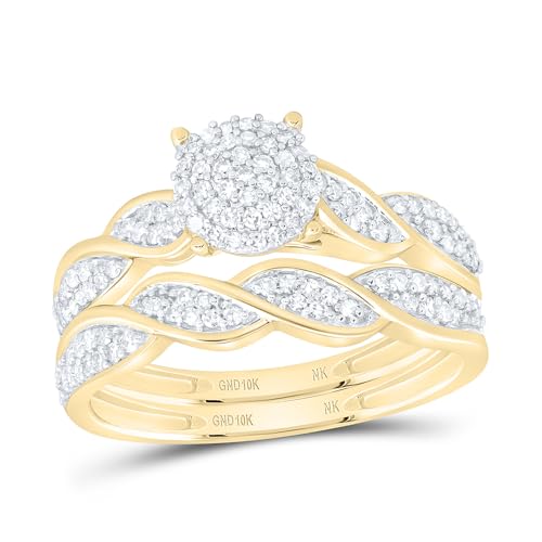 Jewels By Lux 10K Yellow Gold 3/8Ctw Natural Diamond Fashion Round Bridal Set, Size: 5