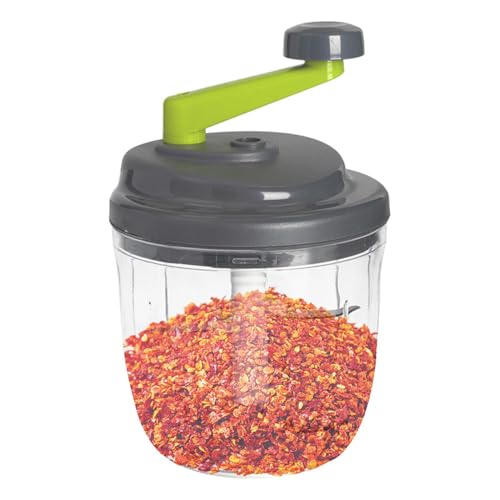 Hachoir à main – 12,8 x 12,8 x 20 cm – Essoreuse à oignons à manivelle | Coupe-oignons | Robot culinaire à faible bruit, amovible et facile à nettoyer...