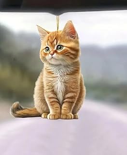 1pc Orange Acrylic Cute Cat Decoration Hanging Ornament, Suitable For Car Rearview Mirror, Home, Bags, Hanging Accessories