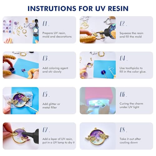 UV Resin Crystal Clear Hard Type Glue Ultraviolet Curing Epoxy Resin for DIY Jewelry Making, Craft Decoration, Transparent Solar Cure Sunlight Activated Resin for Resin Mold, Casting & Coating, 100g