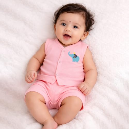 Image of Organic Crinckled Cotton Muslin Front Open Jabla |Cest Print Jhabla | for Newborn & Infants | All Season wear Jabala Baby Products | Sleeveless Vest | Assorted Pack of 3| Size -0-3 Months