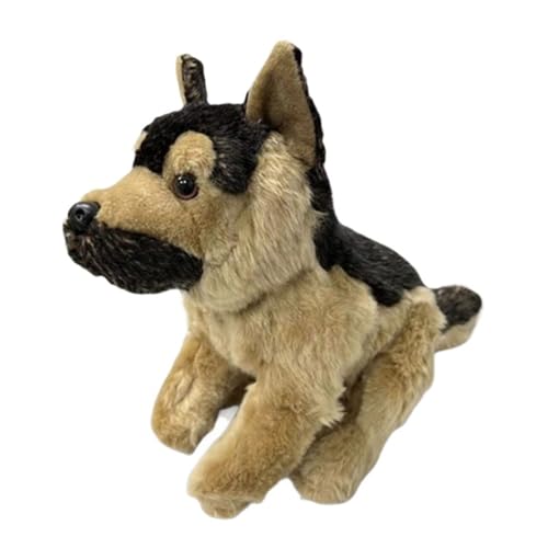 JORCEDI 25CM Dog Plush Toy, Simulated German Shepherd, Realistic, Fluffy Cuddly Toy, Gift for Girls Boys Children (25CM)