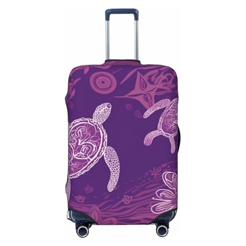 Travel Luggage Cover Elastic Anti-Scratch Suitcase Protector Washable Travel Suitcase Cover Hawaii With Purple Sea Turtle Luggage Protector Fits 18-32 Inch Suitcase