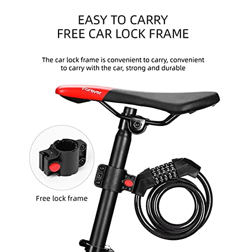 Image of NIKAVI M3 Bicycle Five-Digit Code Lock - Mountain Bike Color Wire Security Anti-Theft (Black)